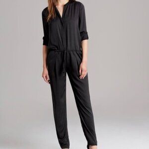 Vince Black Long Sleeve Classic Jumpsuit Defined Waist Straight Leg Size 0 Women